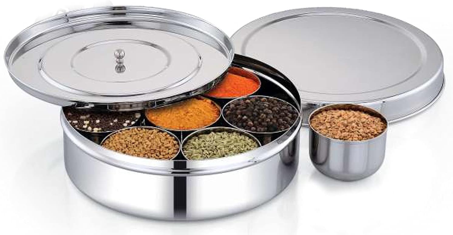 Manton Spice Container Masala Dabba 7 Compartments, masala box