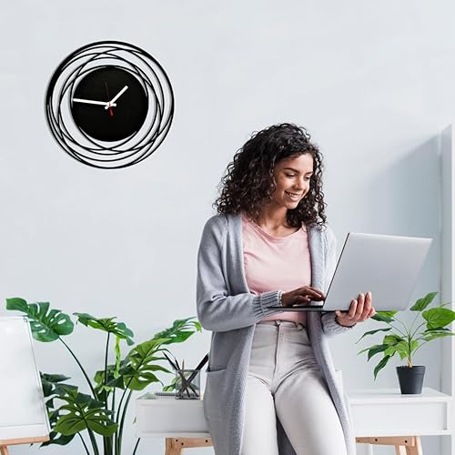 Miniatura 5 de Reloj de pared redondo moderno de 16 pulgadas con movimiento alimentado por batería, reloj de metal permio de 16 pulgadas para sala de estar, hogar,