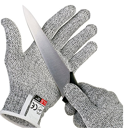 Preisvergleich Produktbild Schnittschutzhandschuhe Lebensmittelqualität Level 5 Schutz, Sicherheit Küchenschnitte Handschuhe für Austernschälen, Fischfilet-Verarbeitung, Mandolenschneiden, Fleischschneiden und Holzschnitzen M