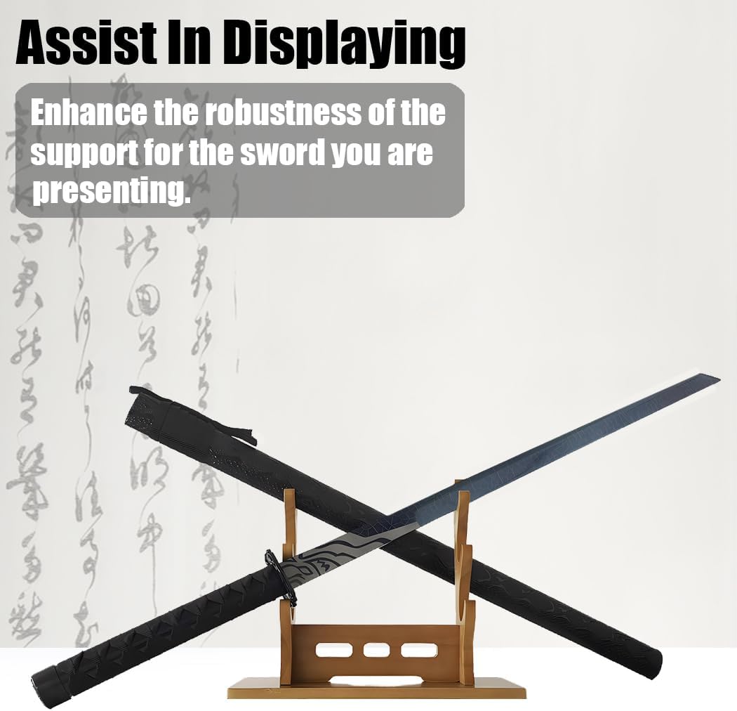 3-Tier Katana Stand, Cosplay Blade Holder,Wood Sword mount for Samurai Sword,Lightsaber Stand, Tanto Display The Best Gift for Sword Stand Lover.(3 Tier Brown)
