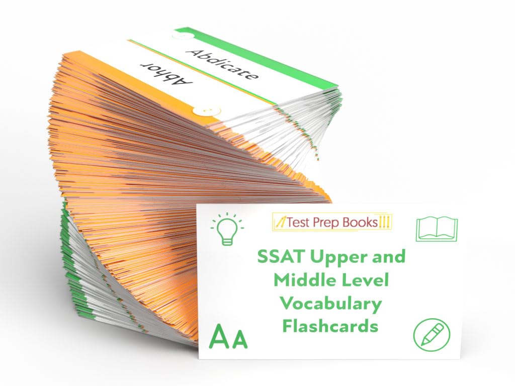 SSAT Vocabulary Study Cards 2026-2027: SSAT Middle and Upper Level Test Prep and Practice [Full Color Cards]      Cards – January 17, 2025