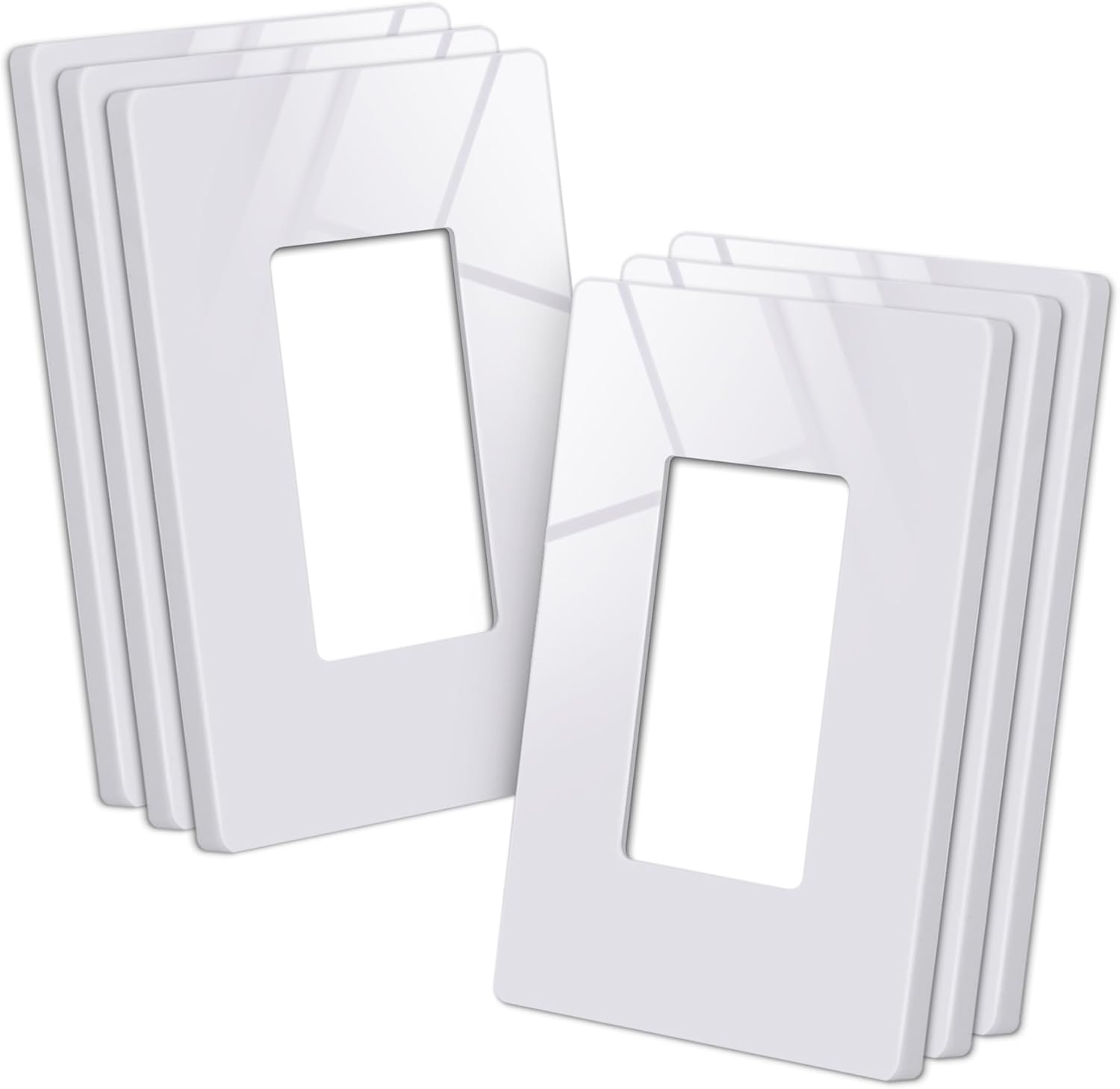 CML 1-Gang Decorator Screwless Wall Plates, 20 Pack Mid-Size Outlet Covers for Electrical Outlets and Switches, Midway Size 4.88" x 3.12", Gloss White, UL Listed