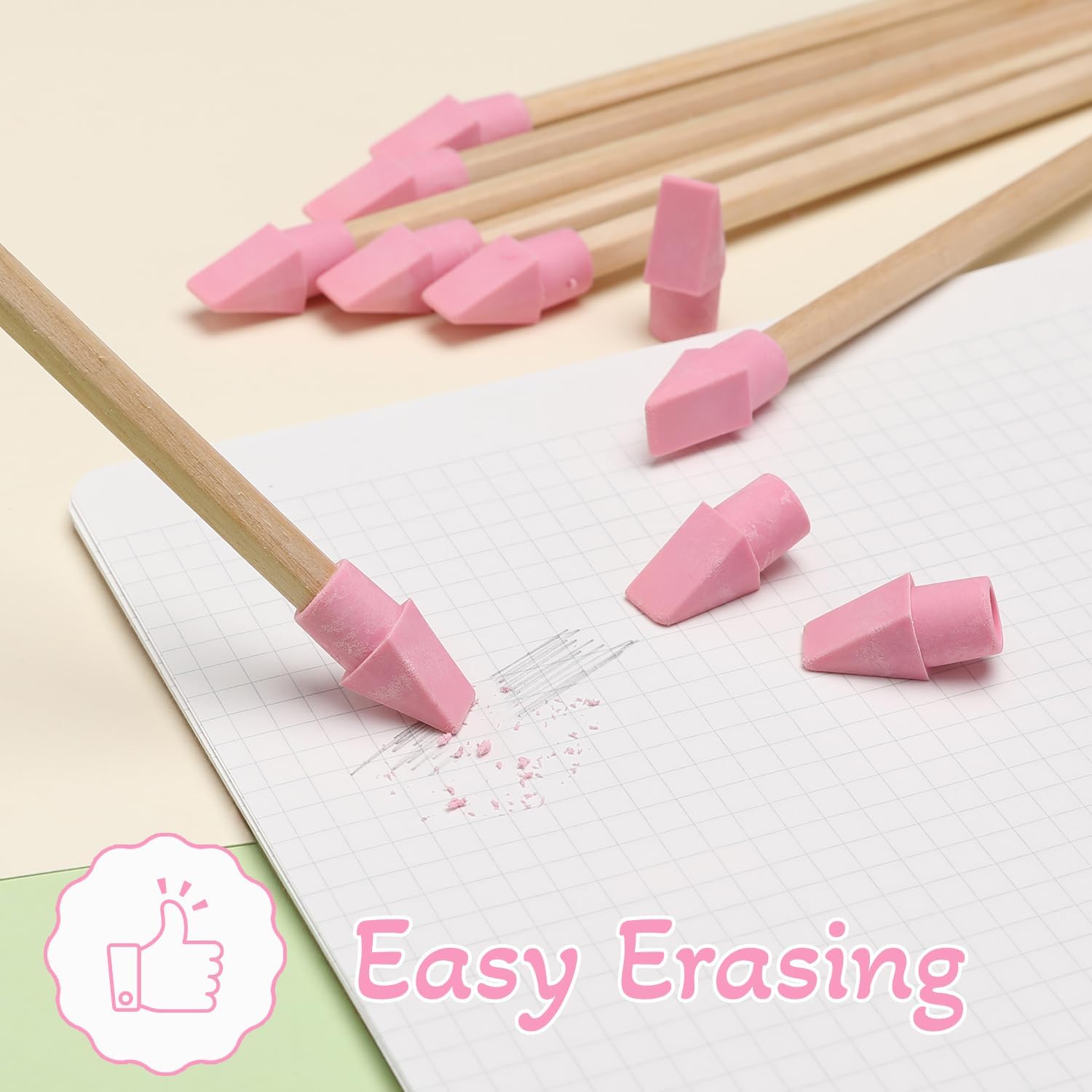 SIKAO Erasers, 125 Pack Pink Pencil Top Erasers for Kids Bulk Cute Pencil Erasers for Pencils Fun Pink Color - Image 4