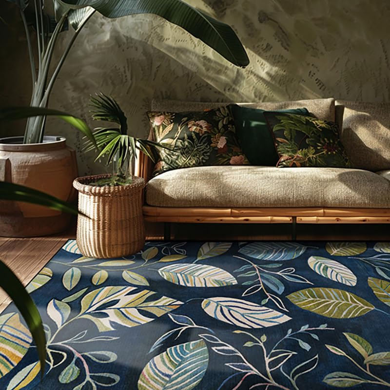 Tapis de salon bleu moderne 180 x 270 cm grand modèle de salle à manger