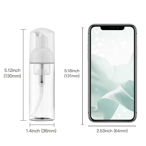 Miniatura 5 de Botella con bomba de espuma de 2 oz (3 unidades) Dispensador de espuma de viaje vacío para jabón de manos, limpiador de pestañas, champú (2.3 fl oz,