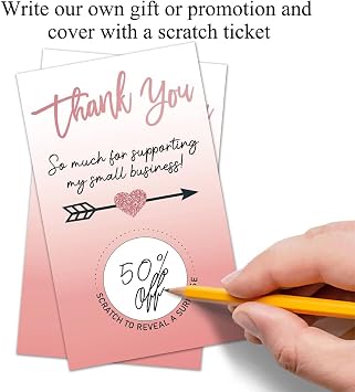 Haizct 50 Pack Thank You Blank Gifts Certificate Scratch Off Cards