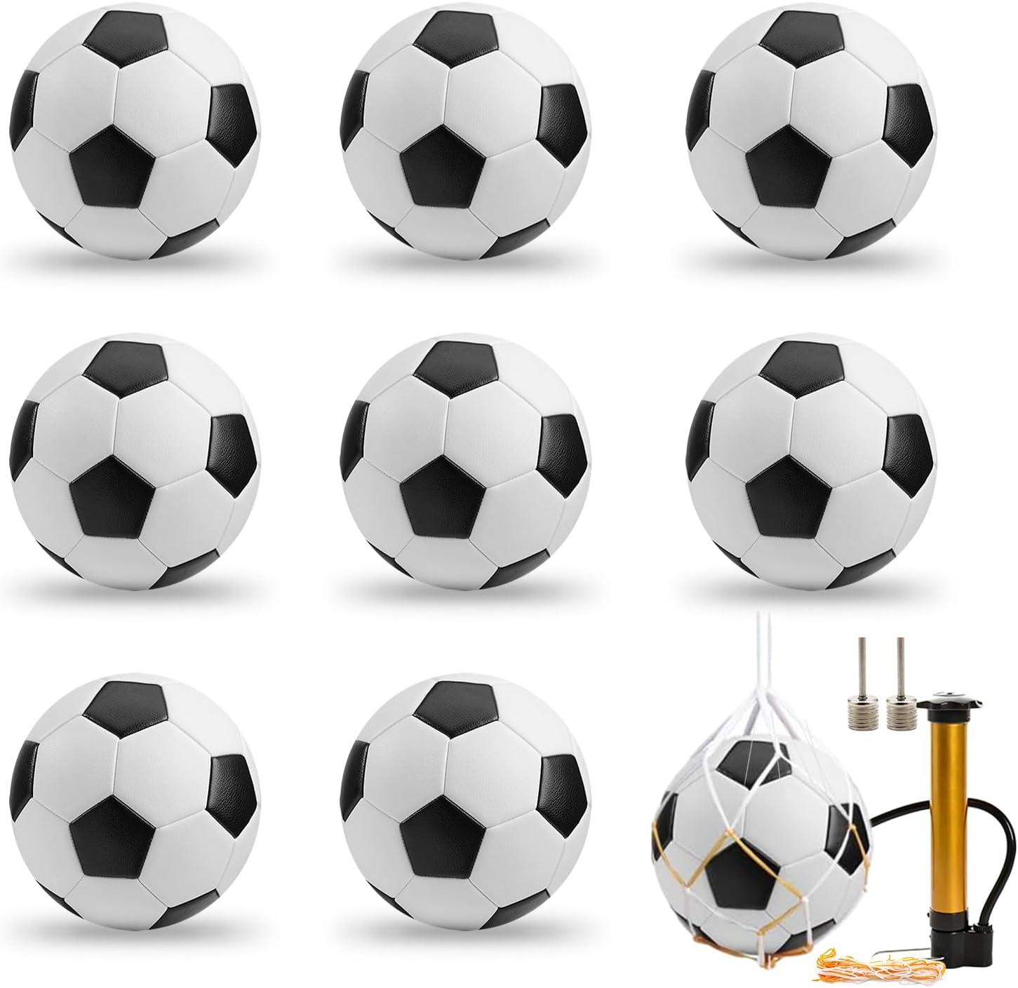 8 Pcs Soccer Ball Bulk with Pump Needles, Size 5 Sport Soccer Ball Training Ball for Adult Soccer for Christian Charity Donation Supplies, World Cup, Practice, School, Game, Indoor Outdoor Use