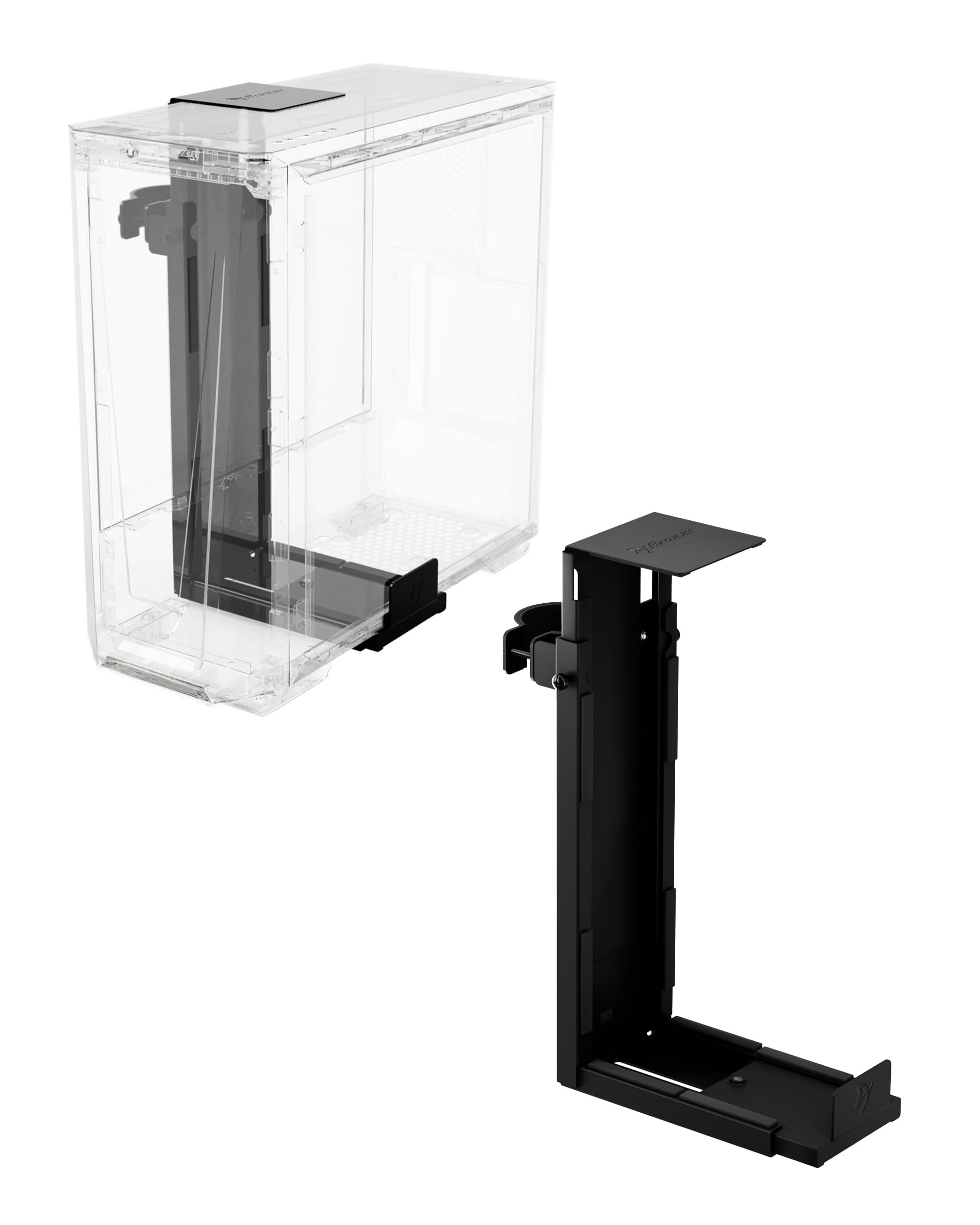 Arozzi PC-Halterung: Untertisch-Computer-Tower-Halter, höhen- & breitenverstellbare CPU-Halterung, Schwerlast-Stahl, 360° drehbar, trägt bis zu 30 kg, platzsparendes Schreibtisch-Setup - Schwarz