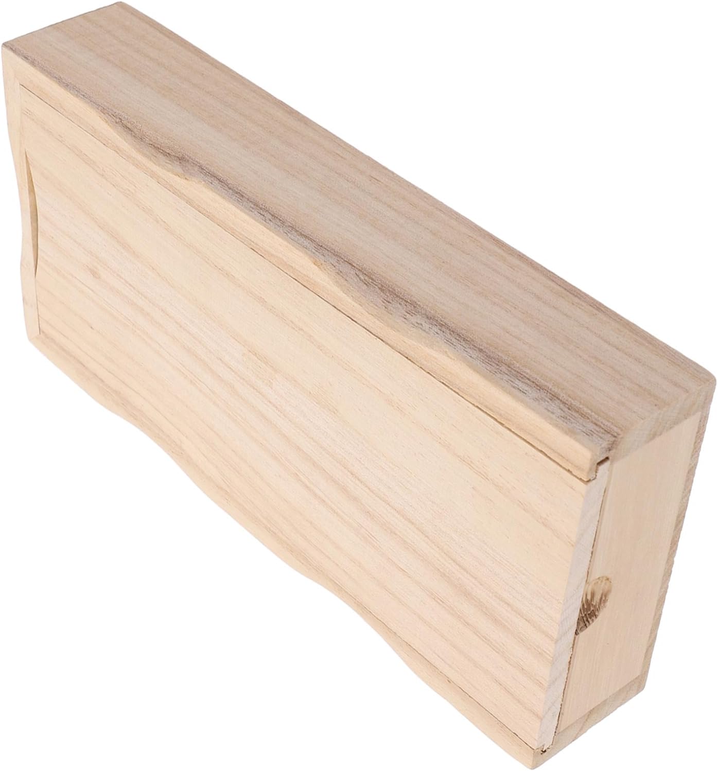 Wooden Rectangular Storage Box with Sliding Lid, Lightweight Khaki
