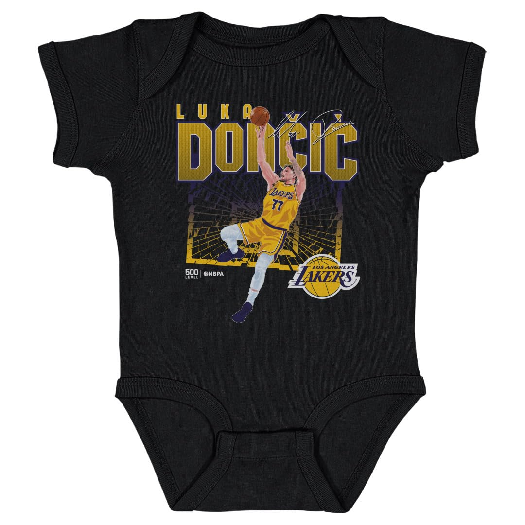 500 LEVEL Luka Doncic Los Angeles Lakers One-Piece Infant Bodysuit - Luka Doncic Los Angeles Lakers Shattered WHT (Black, 12M)