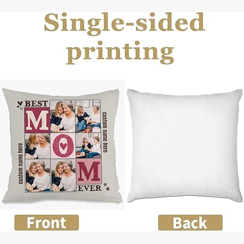 Miniatura 2 de Personalized 6 Photo Pillowcase with Text for Mom, Cozy Cushion Making a Meaningful Gift for Mothers Day Family Celebrations or Holidays