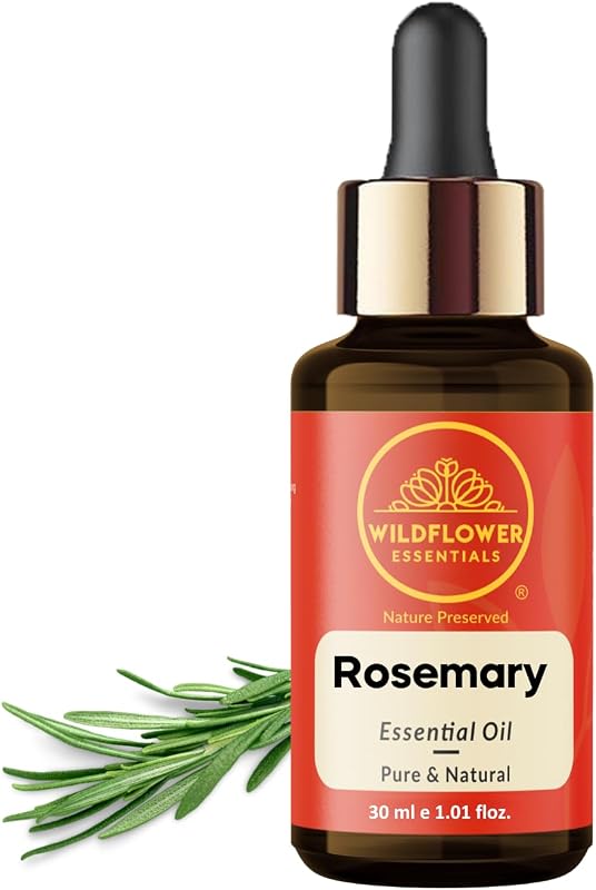 WILDFLOWER ESSENTIALS Óleo essencial de alecrim (Rosmarinus officinalis) destilado a vapor com conta-gotas, 30 mL
