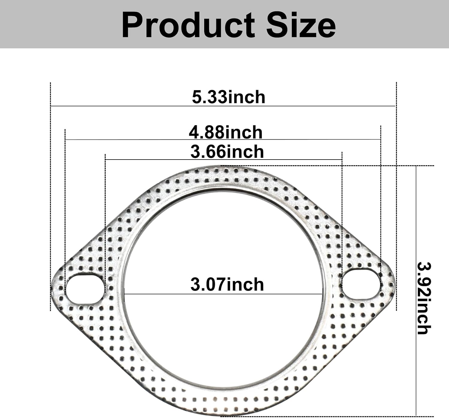 2 Pieces Car Exhaust Gasket High-Temperature Exhaust Flange Gaskets Ultra Seal 2-Bolt-3 Inch Standard Exhaust Gasket Fireproof Exhaust Donut for Car Accessories (3.0 Inches)