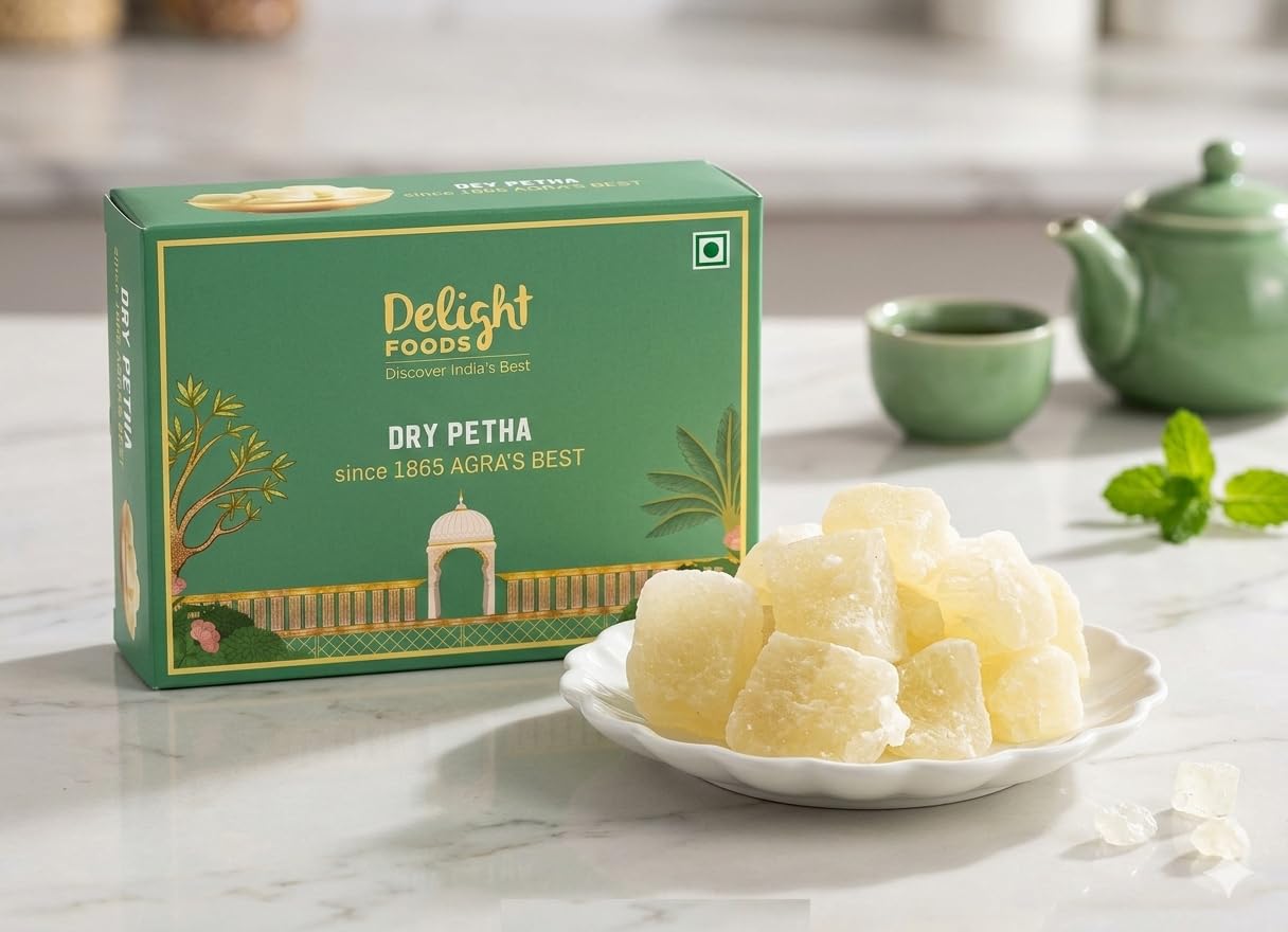 Delight Foods Original Agra Petha 350g | Indian Sweets | Mithai (Dry Petha)
