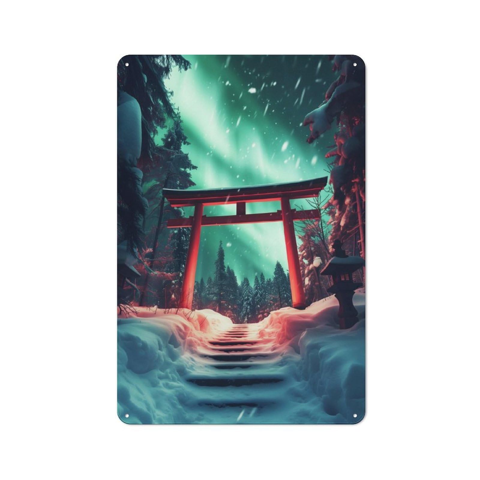 Junmoney Aurora Embrace At Torii Metal Sign 30X20cm With For Workshop Wall, Rustic Decor, For Collectors Decorating Workshops And Hobby Rooms