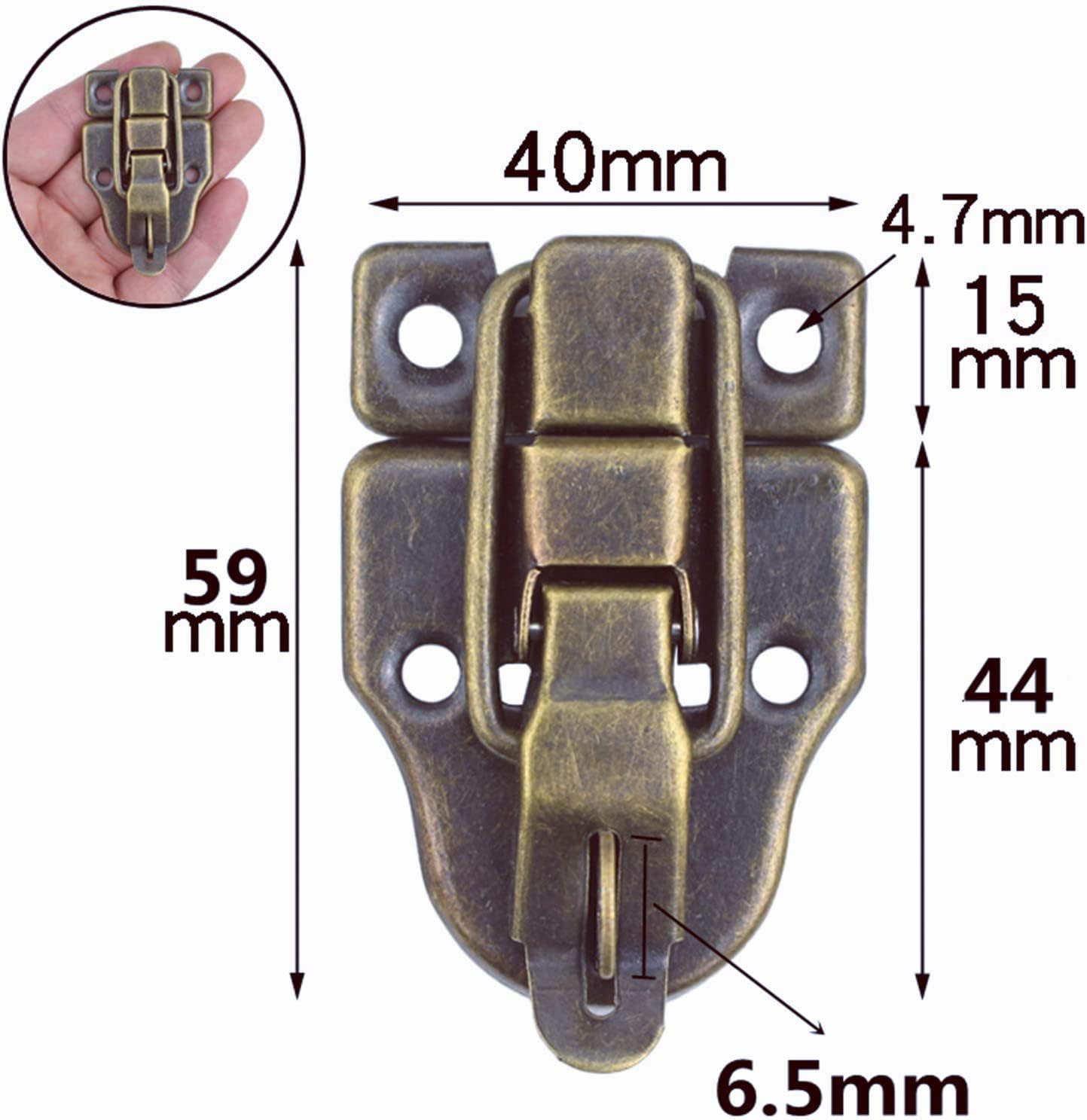 dophee 2Pcs Antique Bronze Retro Style Box Toggle Latch, Iron Duckbilled Hasp Catch with Padlock Hole for Wooden Case Jewelry Box Suitcase Chest Trunk Toolbox Cabinet - 59x40mm/2.32"x1.57"
