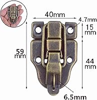 Vista 3 de dophee 2 piezas de bronce antiguo estilo retro caja de palanca, cierre de cerrojo de hierro con agujero para candado para caja de madera, joyero