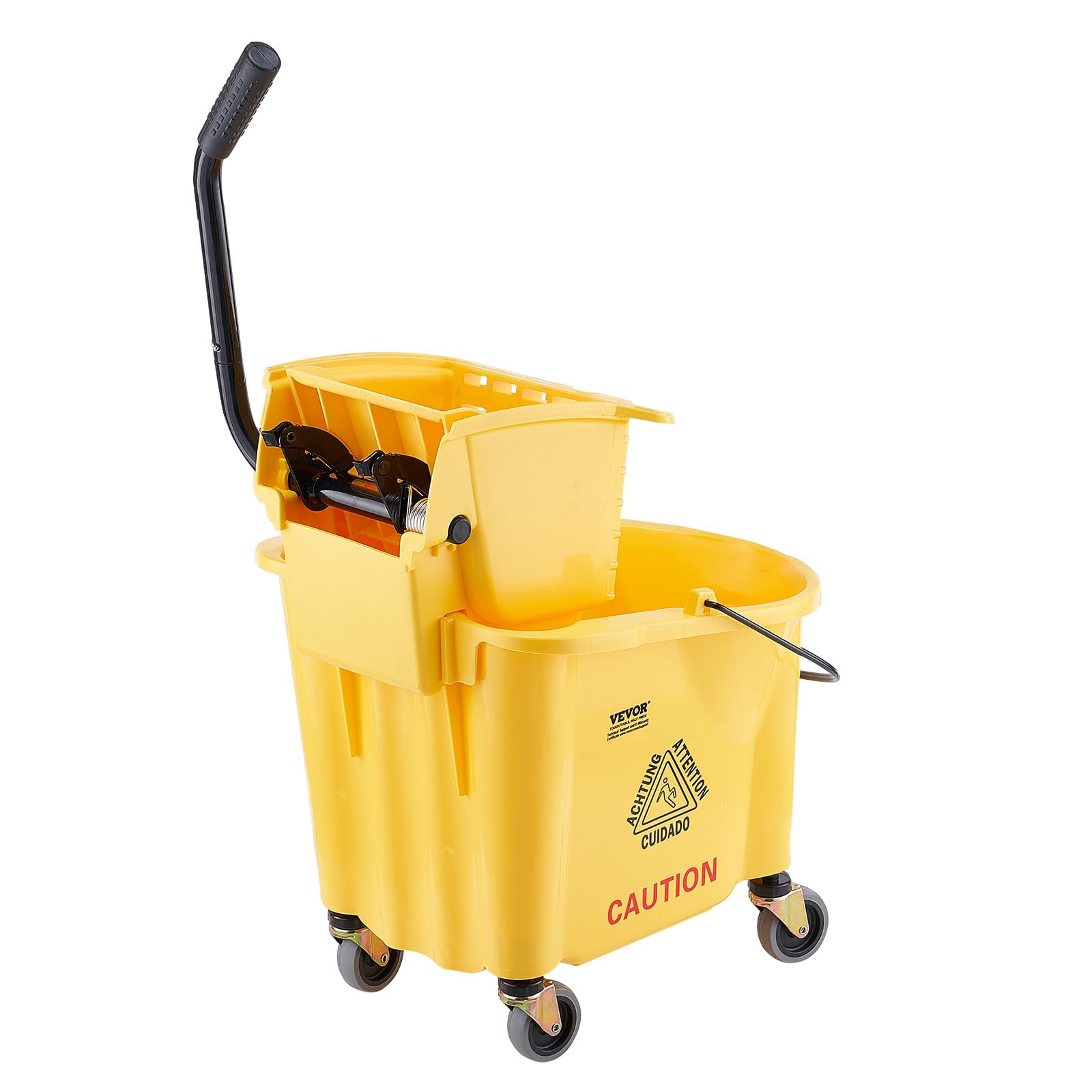 VEVOR Seau-Essoreur à Serpillière, 33 L. Seau à Frange avec Essoreuse Commercial à Pression Latérale, Chariot Lavage Sol, pour Ménage Nettoyage des Sols Professionnels/Industriels/Entreprises