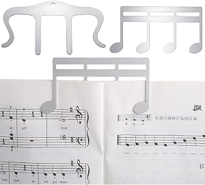 2 Pcs Metal Music Book Clip, Music Stand Clips, Sheet Music Clips, Piano Music Bookmark, Music Page Holder for Note Paper, Books, Guitar, Violin, Keyboard, Musicians