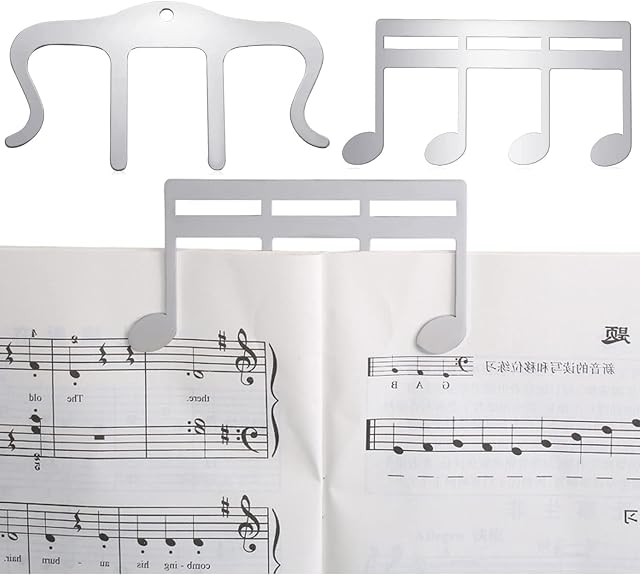 2 Pcs Metal Music Book Clip, Music Stand Clips, Partition Clips, Piano Music Signet, Music Page Holder for Note Paper, Livres, Guitare, Violon, Clavier, Musiciens