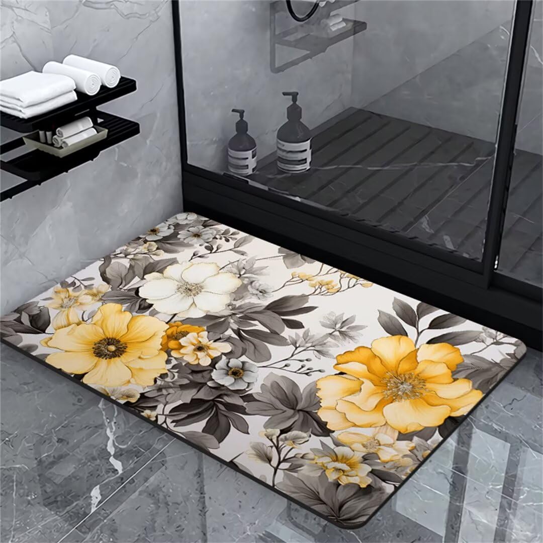 Badezimmerteppich Badematte rutschfest Badematte Badteppich Badvorleger 100x150cm Badematten Badteppiche Duschmatte rutschfest, Duschvorleger Badezimmermatte rutschfest Stein Badematte Square
