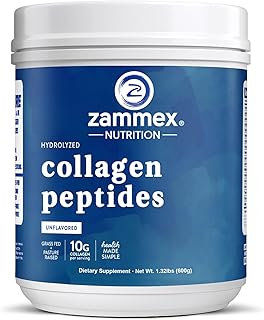 Zammex Premium Collagen Peptides Powder Unflavored,Hydrolyzed Proteins Types I & III, Supports Hair, Skin, Nails, Joints, Grass Fed, Non-GMO, Gluten-Free,Paleo & Keto Friendly,60 Servings