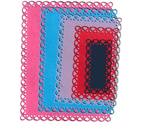 Miniatura 4 de 5 troqueles de corte de marco rectangular de encaje, marco de fondo cuadrado de encaje, troqueles, plantillas de metal en relieve para tarjetas,