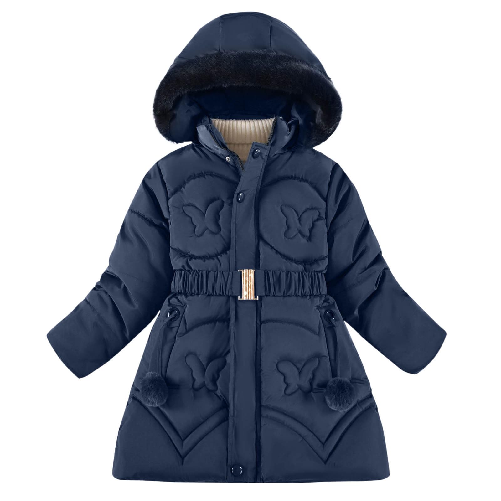 Abrigo de Invierno Acolchado para Niñas,Parka Manga Larga con Capucha y Cremallera Grueso Cálida Chaqueta Acolchada Resistente Al Viento Mang Larga con Cremellera y Bolsillos Ropa Niña 5-12 Años