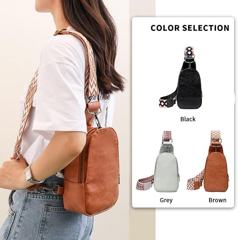 Miniatura 5 de BRZSACR Bolso bandolera para mujer, bolso cruzado de piel sintética, bolsa de pecho para mujer, ciclismo, senderismo, 1 unidad, Gris