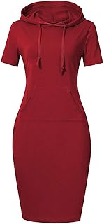 Sponsored Ad - MISSKY Women Stripe Pocket Knee Length Slim Casual Pullover Hoodie Dress
