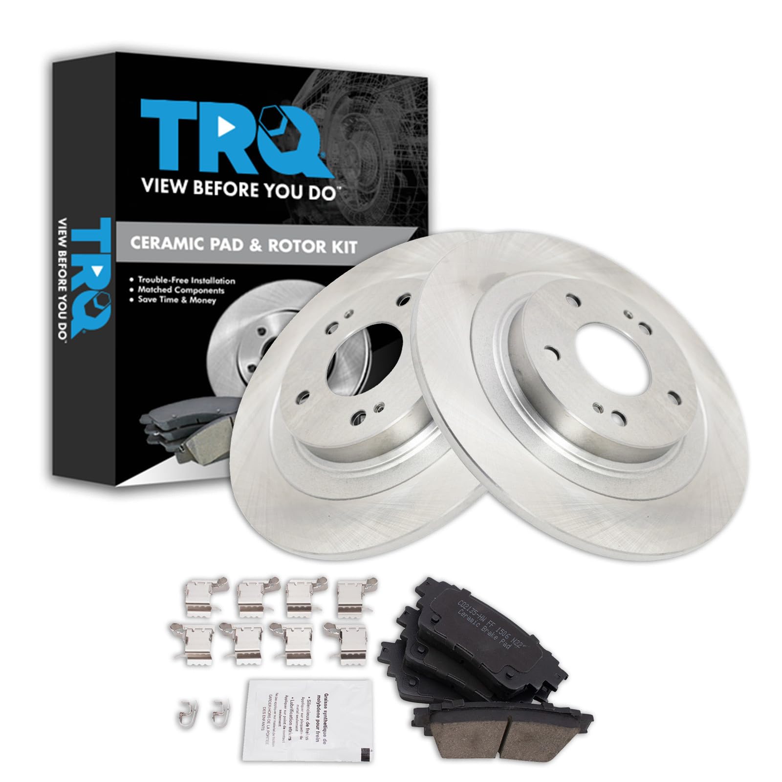 TRQ Rear Brake Pad and Rotor Set Ceramic