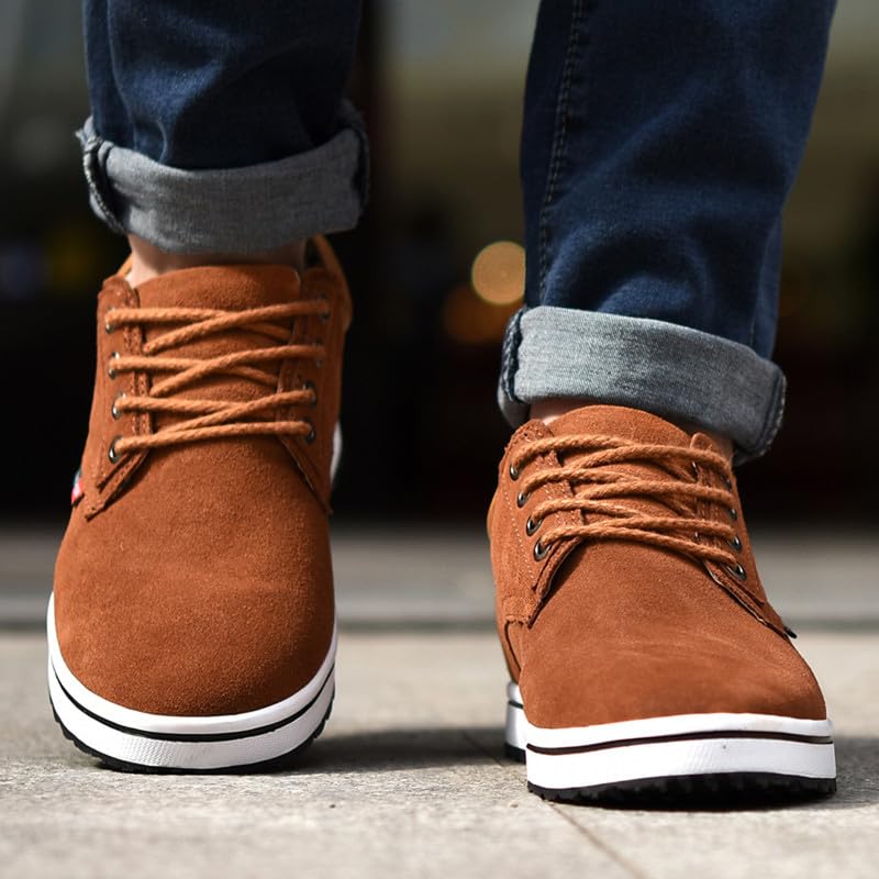 Men's Invisible Height Increasing Elevator 2.4 Inches Taller Shoes Lightweight Casual Walking Shoes Elevator Shoes for Men Brown442