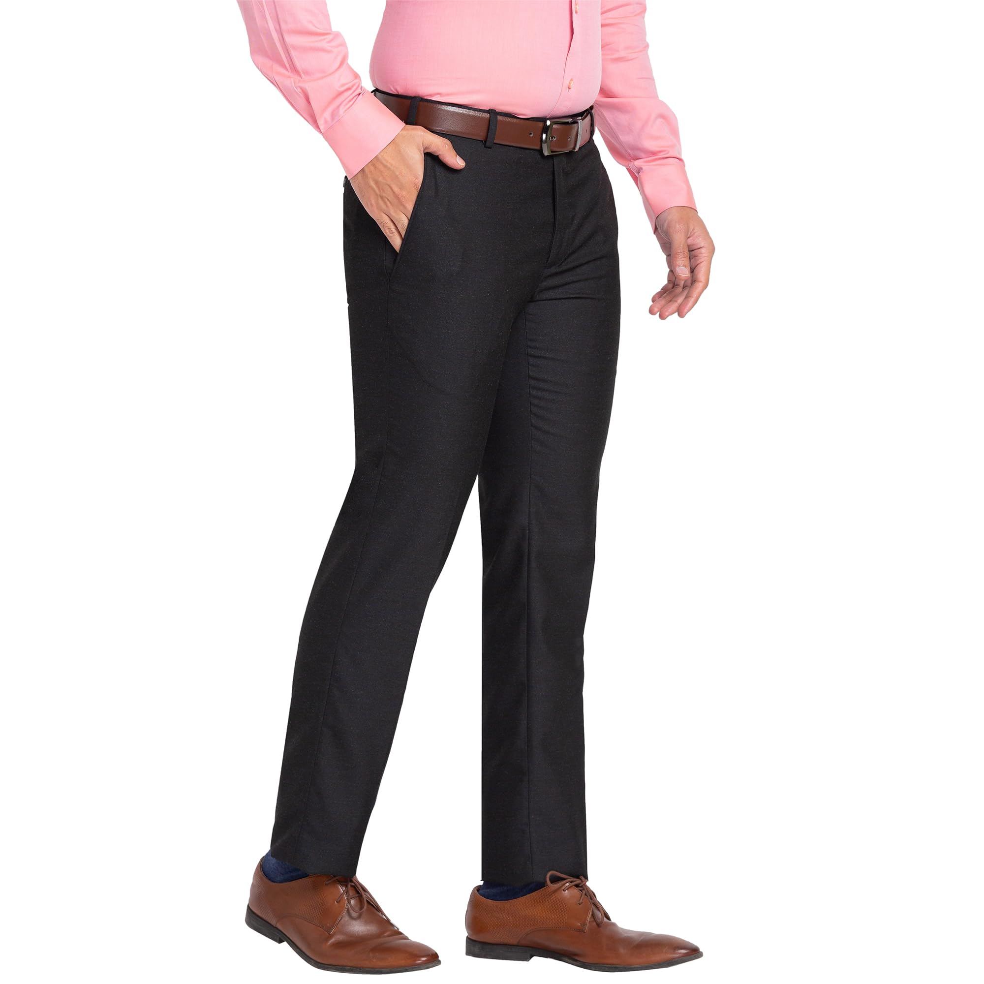 raymond Men's Mid Rise Polyester Blend Structure Pattern Slim Fit Flat Front Formal Trouser-picture-15