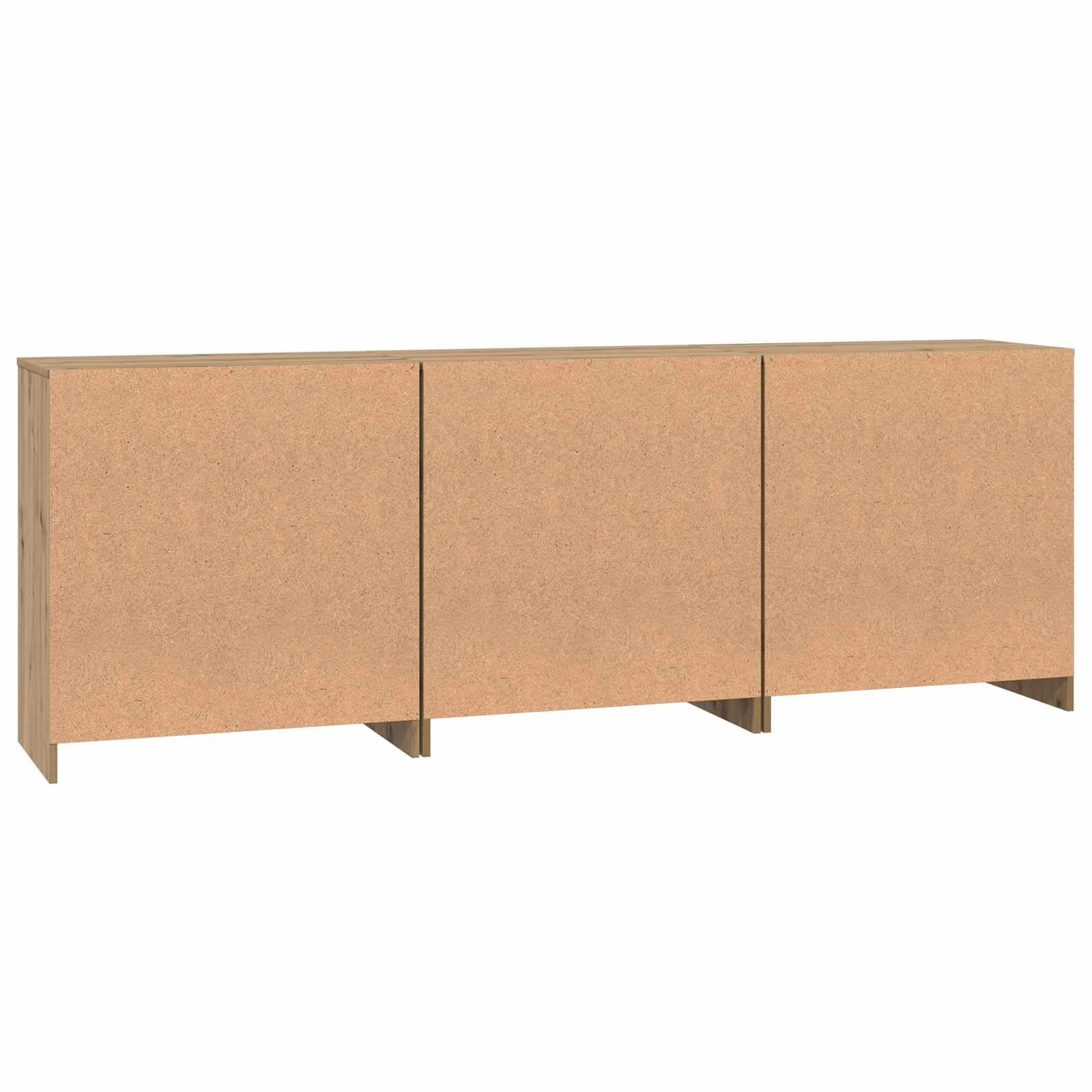 3 sztuki kredensu dąb rzemieślniczy 70 x 41 x 75 cm | Drewno wielowarstwowe, 2 szuflady, 3 półki, 2 drzwi, meble do salonu i jadalni