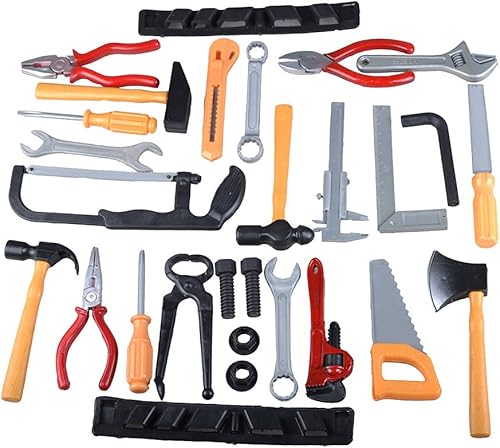 Gresdent Juego de 28 herramientas de juguete para niños suministros de fiesta de construcción accesorios de plástico para niños con destornilladores