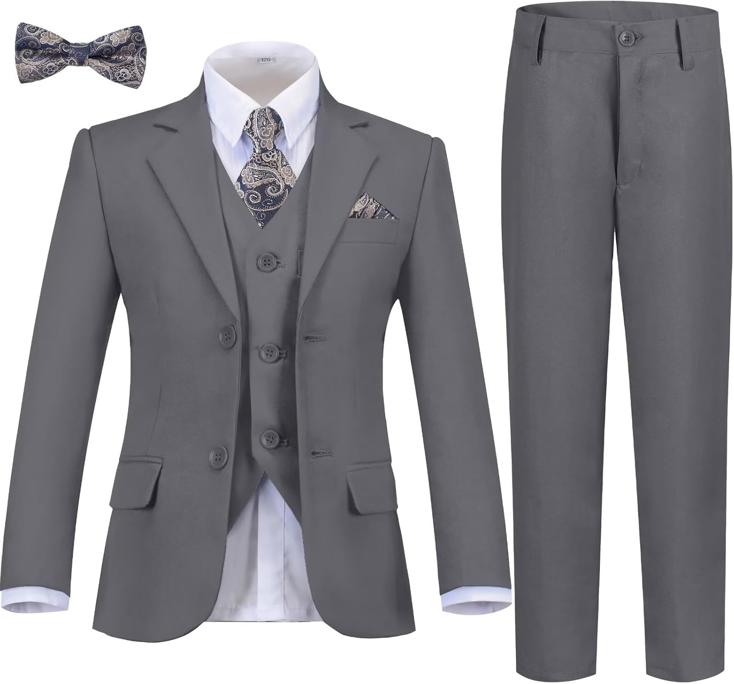 Boys Suit Kids Tuxedo Suits for Boys Formal Blazer Suit Set Easter Wedding Outfit with Tie and Pocket Square