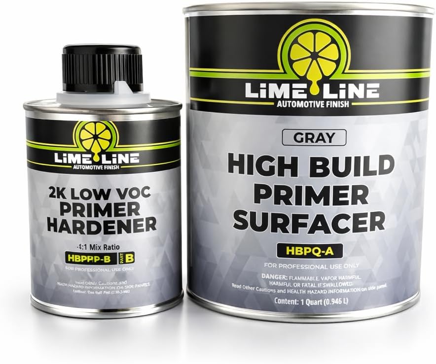 LiME LiNE Sand-able Automotive Primer Surfacer, Direct-to-Metal, High Build 2k Urethane, 1.25 Quart kit, (Light Grey) 4:1 mixture