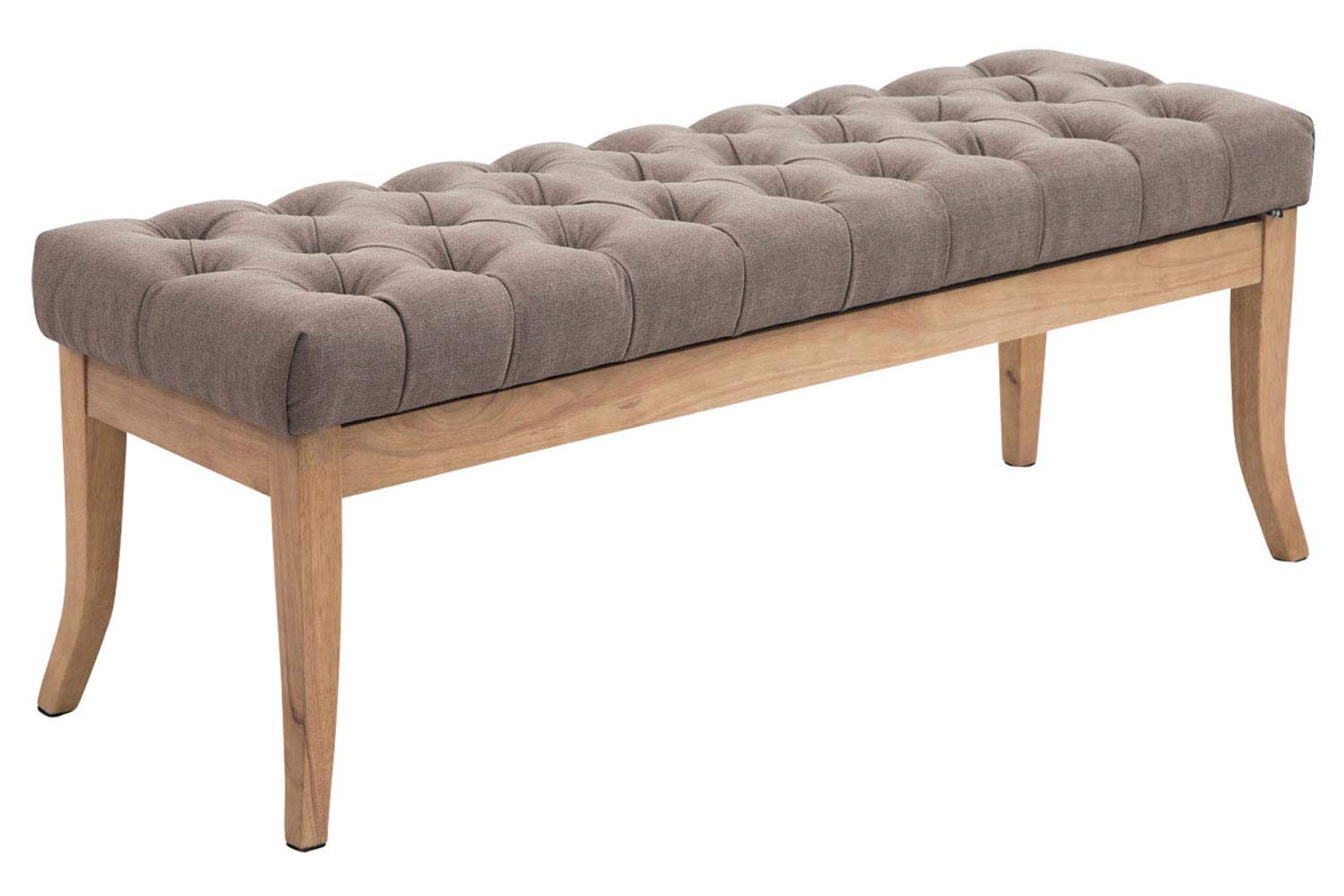 CLP Taburete Pie De Cama Ramses En Tela | Banqueta Altura De Asiento: 46 cm | Banco De Entrada con Base En Madera Clara Antigua I Color:, Color:Gris Pardo, Tamaño:120 cm