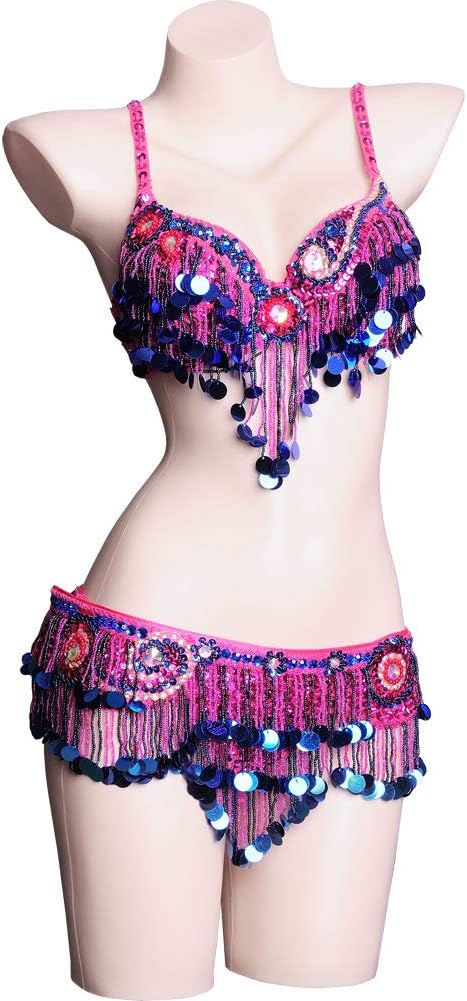 ROYAL SMEELA Belly Dance Costume Set for Women Professional Beaded Tassel Carnival Bra and Belt Sexy Women Bra Belt 2 Colors - Image 2
