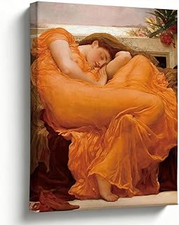 Canvas Wall Art, Flaming June Sleeping Woman in Orange Dress, Victorian ...