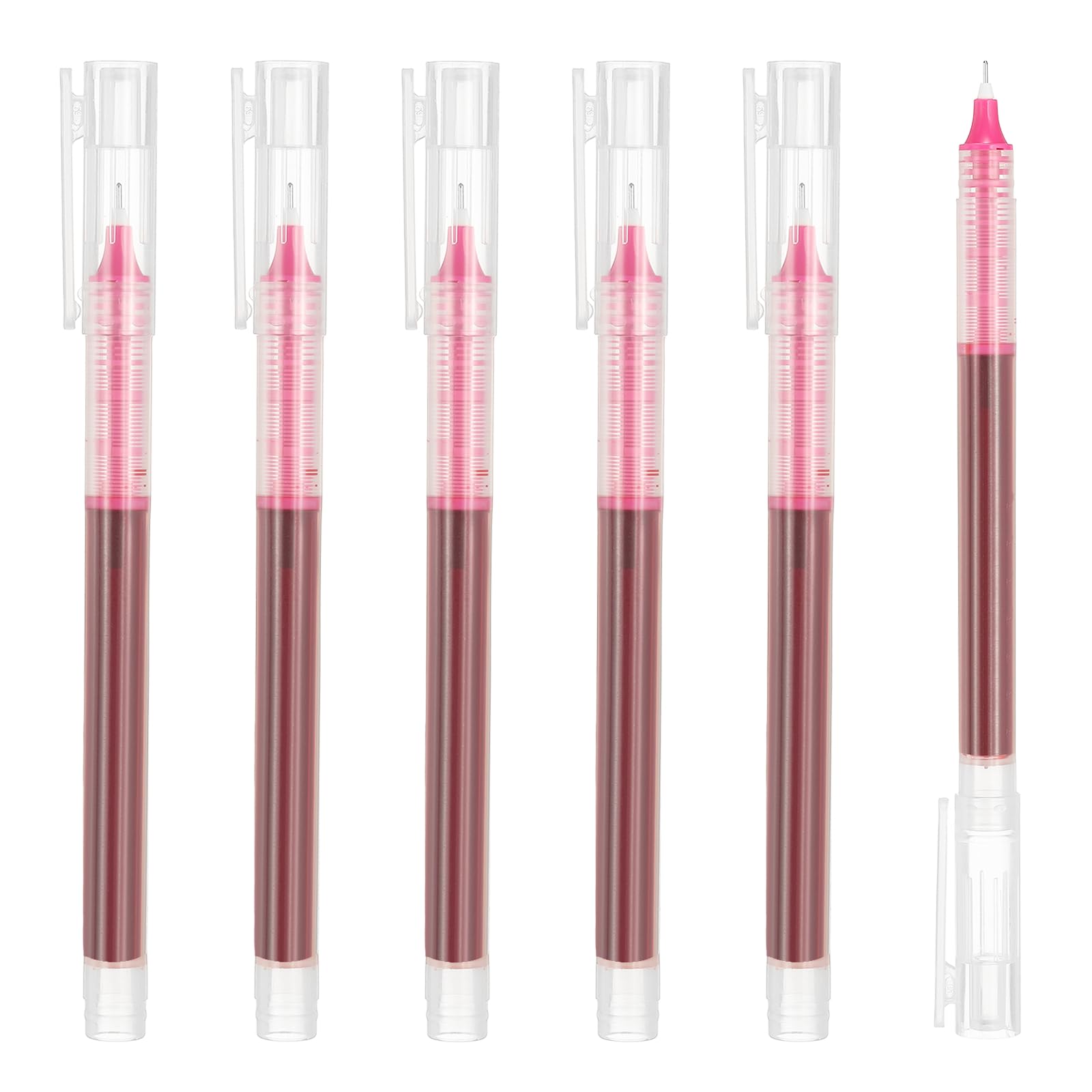 PATIKIL 6Pcs Colored Gel Ink Pens, 0.5mm Extra Fine Point Smooth Writing Japanese Quick Drying Liquid Ink Rollerball Pens for Office Stationery Classroom Teachers, Pink