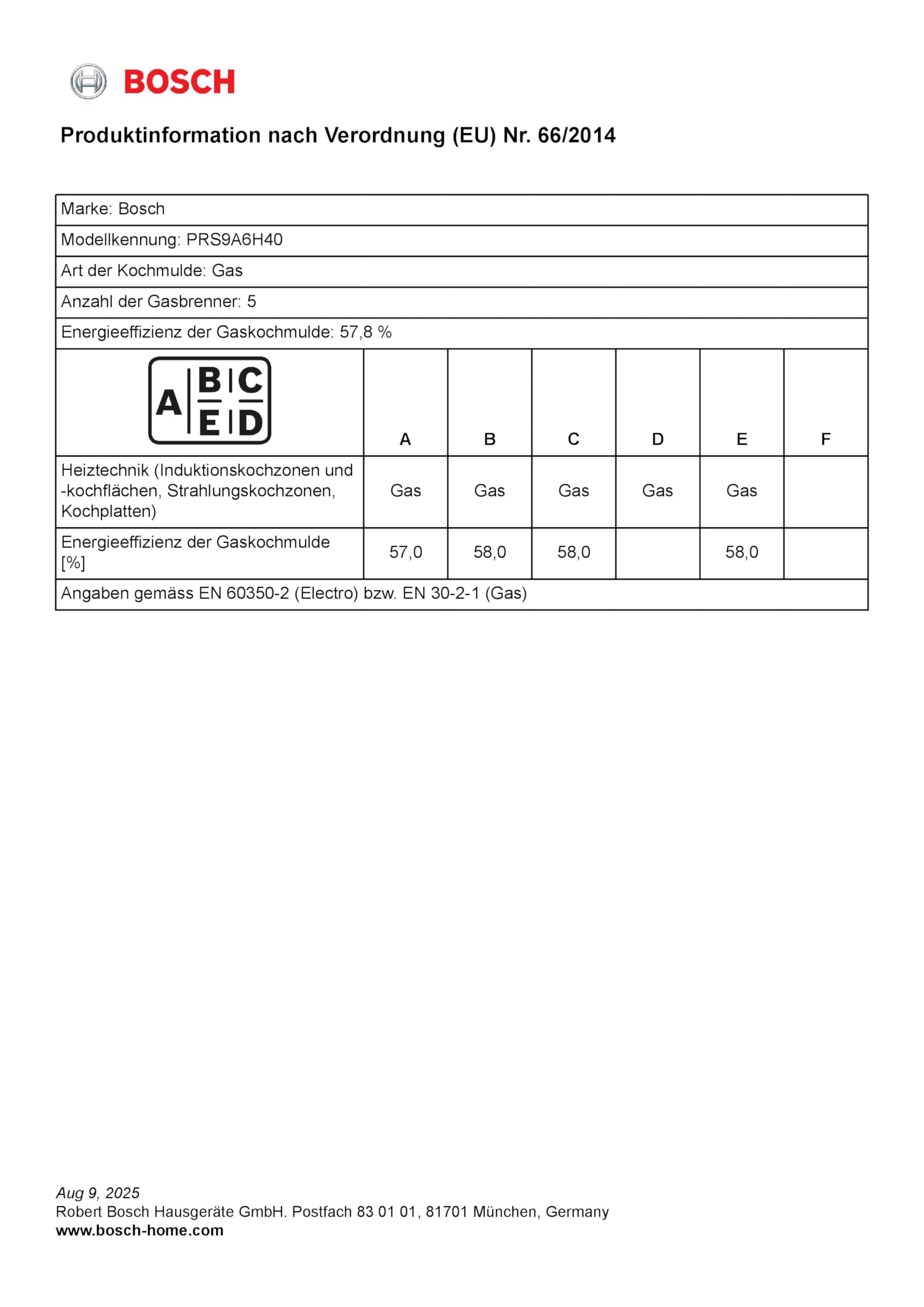 Bosch PRS9A6H40 Serie 8 Gaskochfeld, 90 cm, 9 FlameSelect Stufen, Touch Control, spülmaschinengeeignete Topfträger, Smart Hood Automatic, Home Connect, Sicherheits-Gasabschaltung, Schwarzes Hartglas