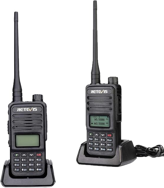 Retevis RT85 Dual Band Walkie Talkie for Adults, 1400mAh Long Range Scanner Radio, 200 Channels DTMF Professional Two Way Radio, Ham Amateur for Hunting, (Black, 2Pcs)