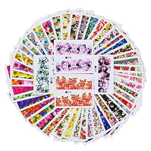 BORN PRETTY 50 Sheets Nail Art Sticker Flower Rose Daisy Dream manicuring Water Transfer Decal DIY Decoration