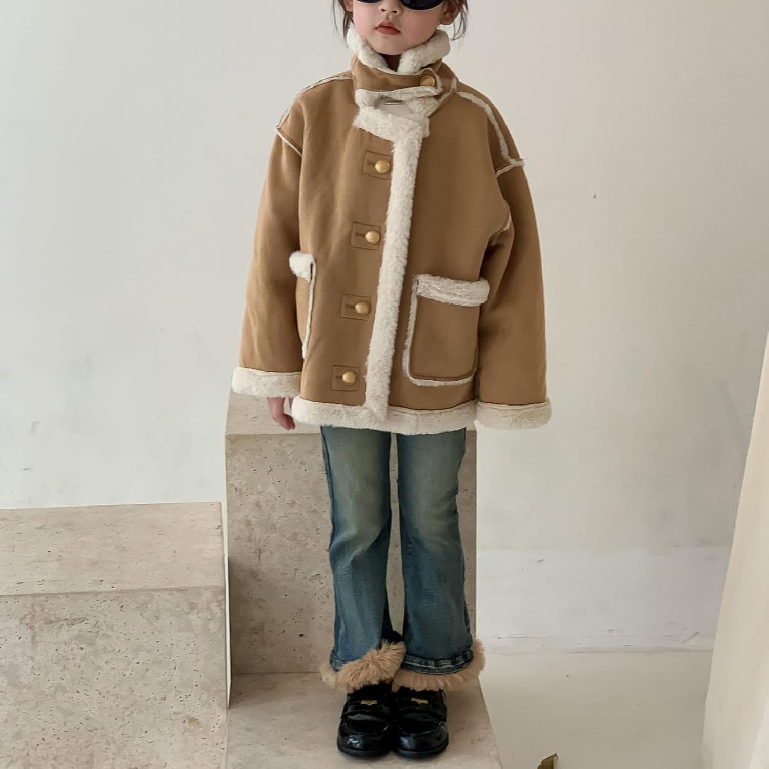Kids Girls Coat Winter Windproof Thicken Coat Jacket Child Warm Button Outerwear Coats Toddlers