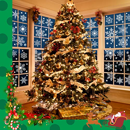 1000+ Double-Sided Christmas Window Clings, 25+ Designs Snowflake Static Stickers Window Decoration Xmas Ornaments Reusable Frozen Party Supplies New Year Decals For Winter Holiday #TOP2