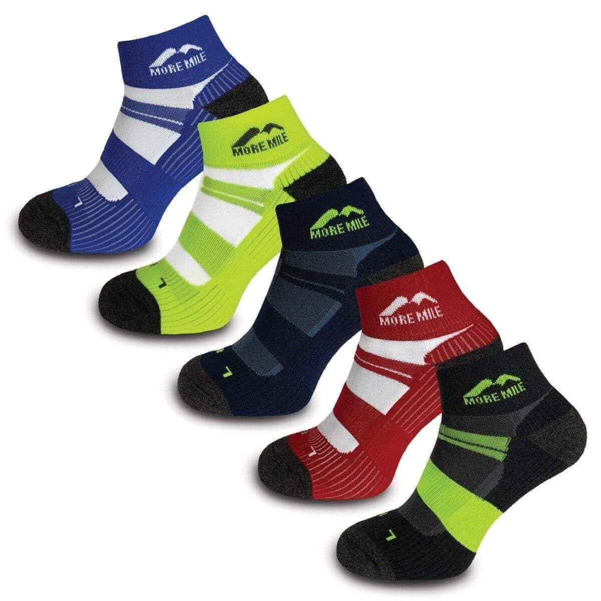 More MileEndurance Mens Running Socks 5 Pack Coolmax Cushioned Breathable