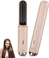 Escova Alisadora, Escova Secadora Rotativa, Carregamento Tipo C, Escova Giratória Secadora, Escova Modeladora Portátil Sem Fio, Três Opções de Temperatura, Escova Magic Brush, Escova Modeladora