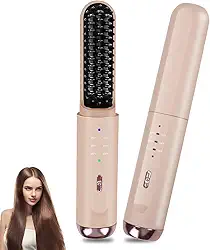 Escova Alisadora, Escova Secadora Rotativa, Carregamento Tipo C, Escova Giratória Secadora, Escova Modeladora Portátil Sem Fio, Três Opções de Temperatura, Escova Magic Brush, Escova Modeladora