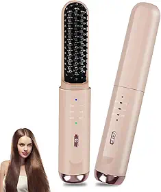 Escova Alisadora, Escova Secadora Rotativa, Carregamento Tipo C, Escova Giratória Secadora, Escova Modeladora Portátil Sem Fio, Três Opções de Temperatura, Escova Magic Brush, Escova Modeladora